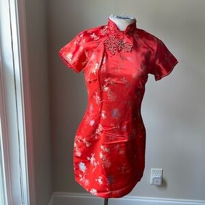 Chinese traditional cheongsam mini dress